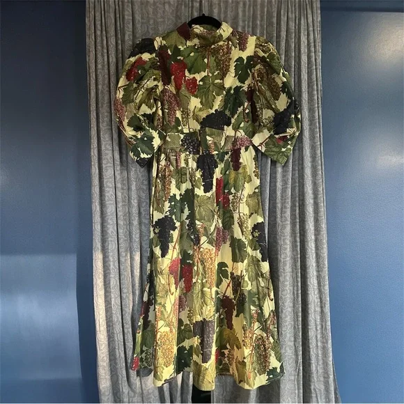 Samantha Pleet Multicolor Leaf Print Midi Dress - Picture 2 of 5